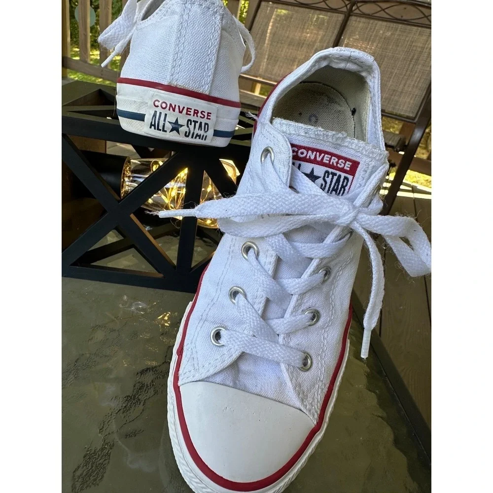 Converse All Star White Canvas Sneakers Low Top Youth Shoes Size 3